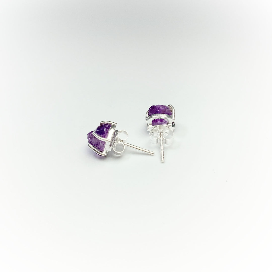 Raw Amethyst Stud Earrings