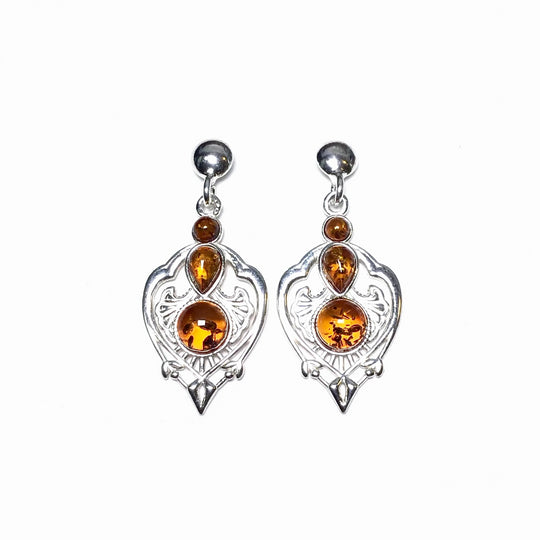 Cognac Amber Stud Earrings