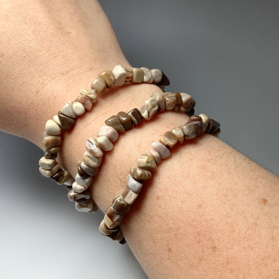 Petrified Wood Chip Beaded Bracelet