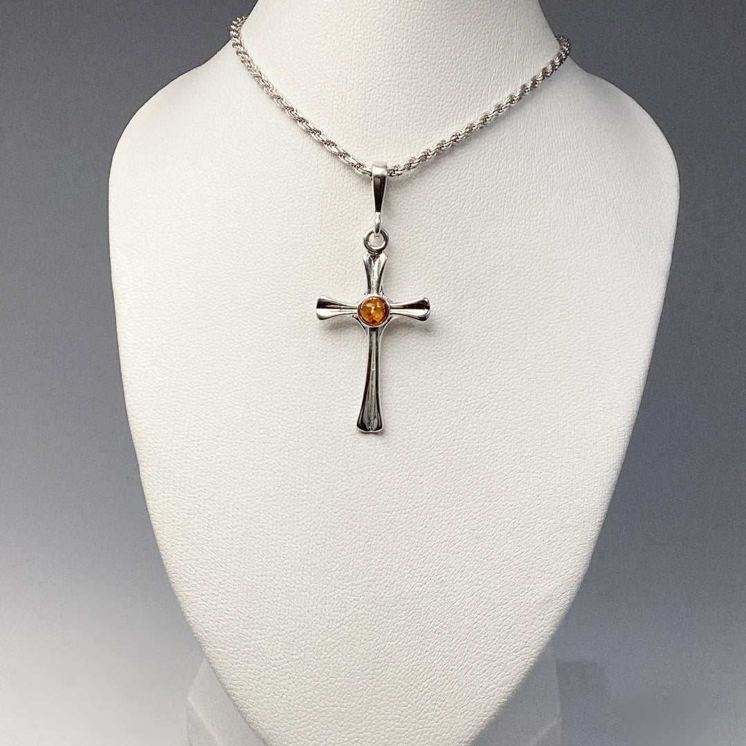 Cognac Amber Cross Pendant