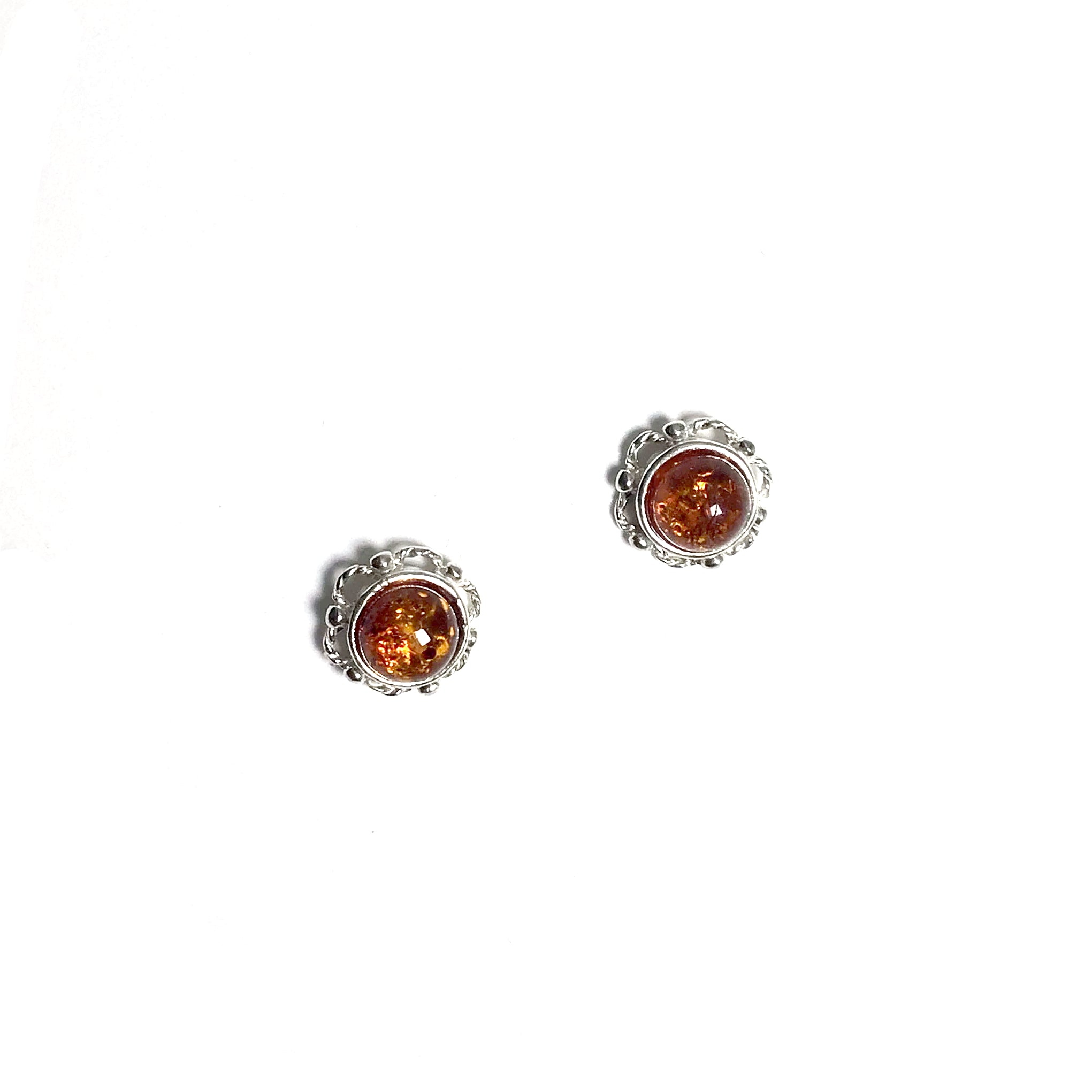 Cognac Amber Stud Earrings