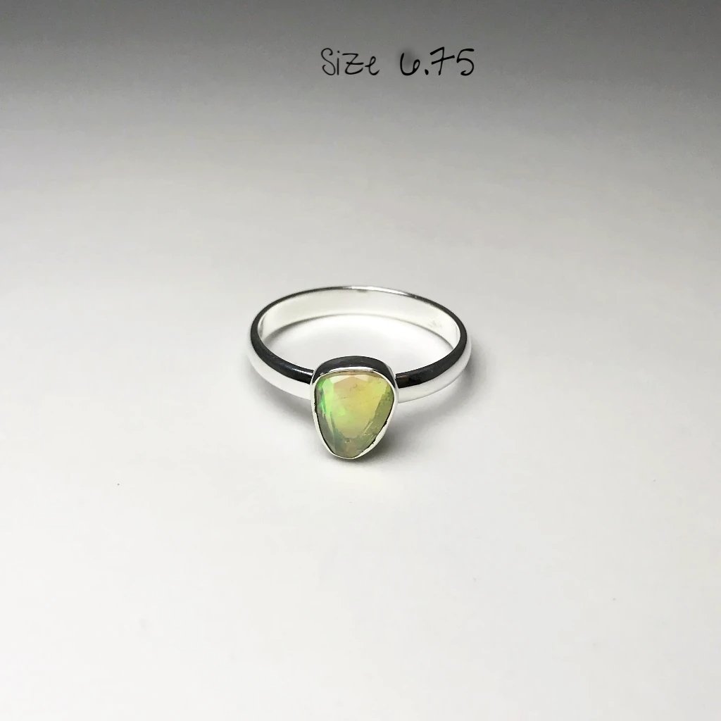 Freeform Faceted Ethiopian Fire Opal Ring