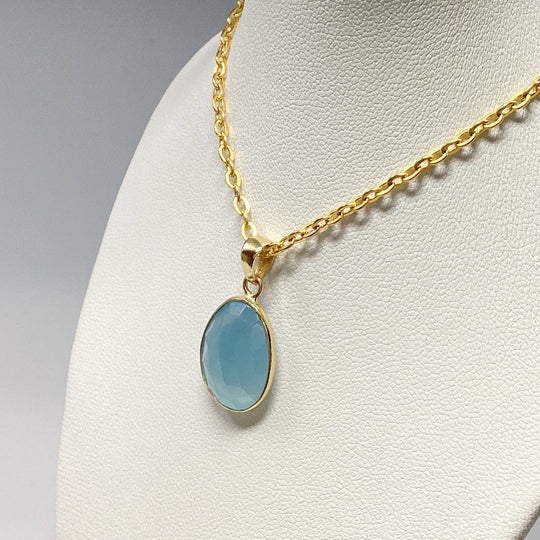 Aquamarine Gold Finish Pendant