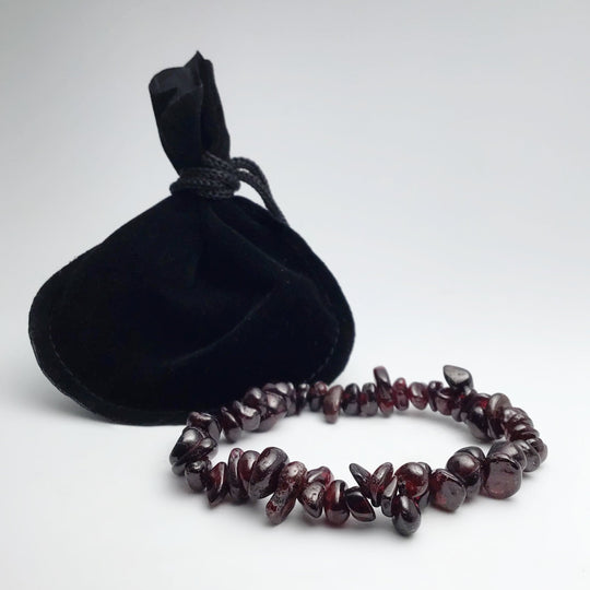 Garnet Chip Beaded Bracelet