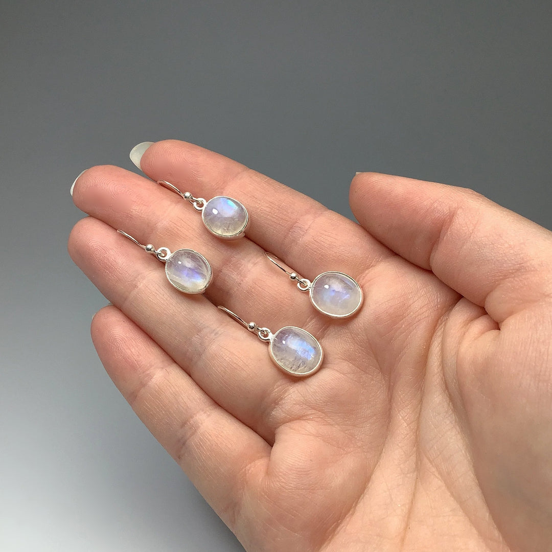 Rainbow Moonstone Dangle Earrings