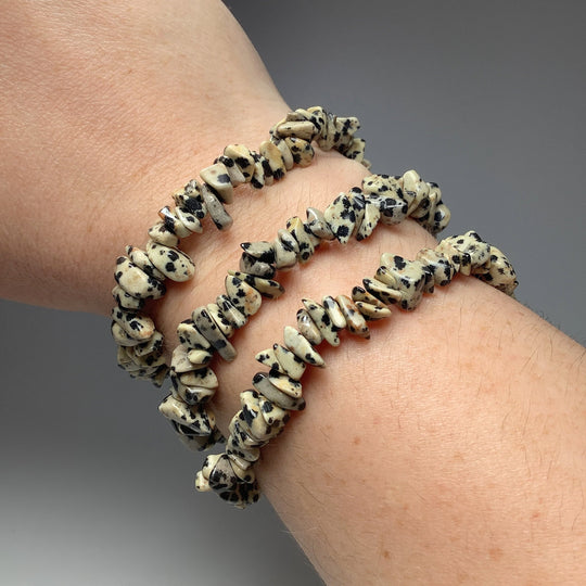 Dalmatian Jasper Chip Beaded Bracelet