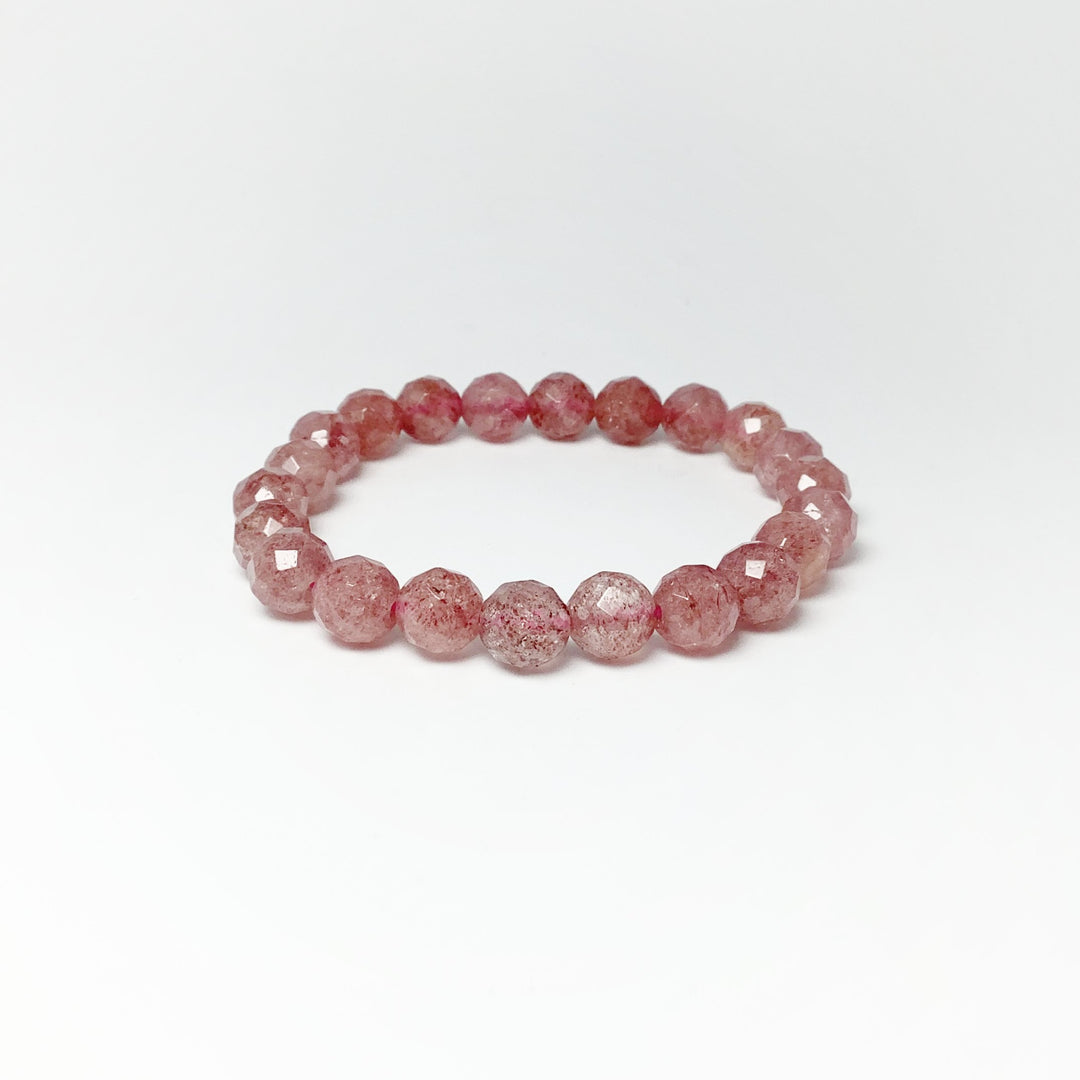 Strawberry Quartz Faceted Beaded Bracelet