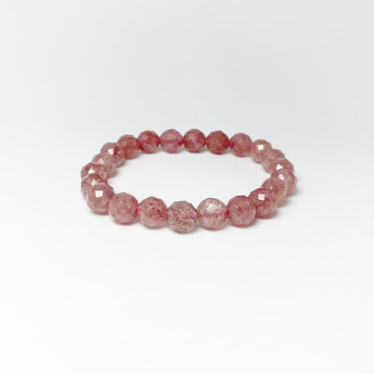 Strawberry Quartz Faceted Beaded Bracelet