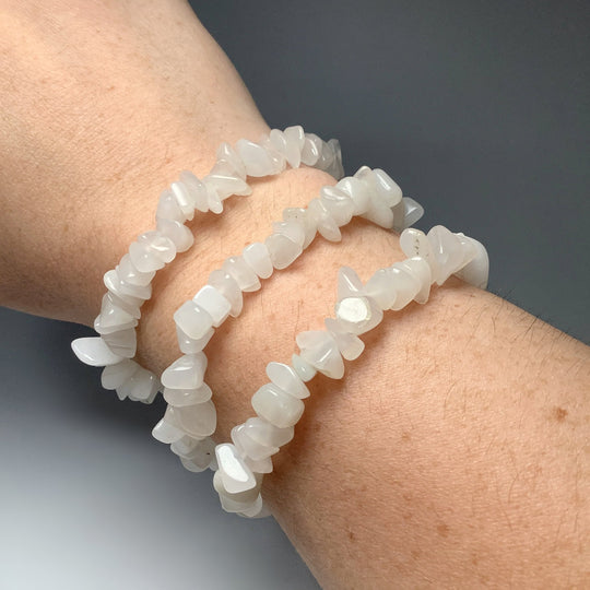 Milky Jade Chunky Chip Beaded Bracelet