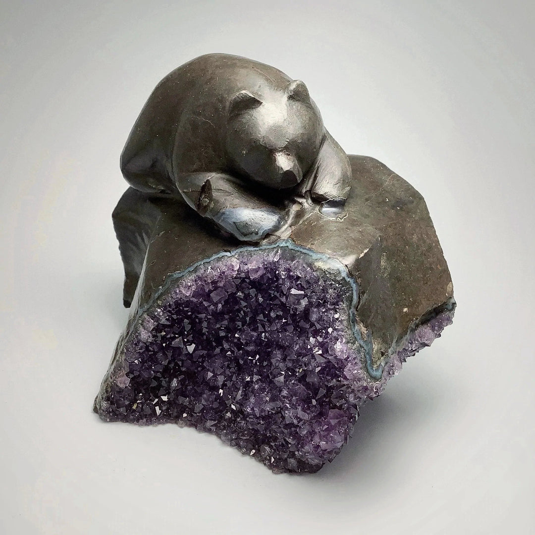 Amethyst Bear Carving