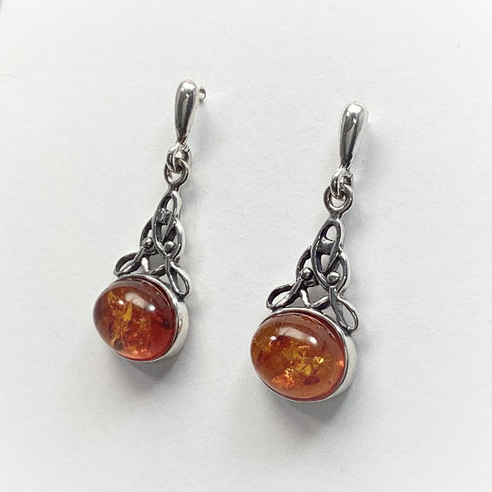 Cognac Amber Stud Earrings