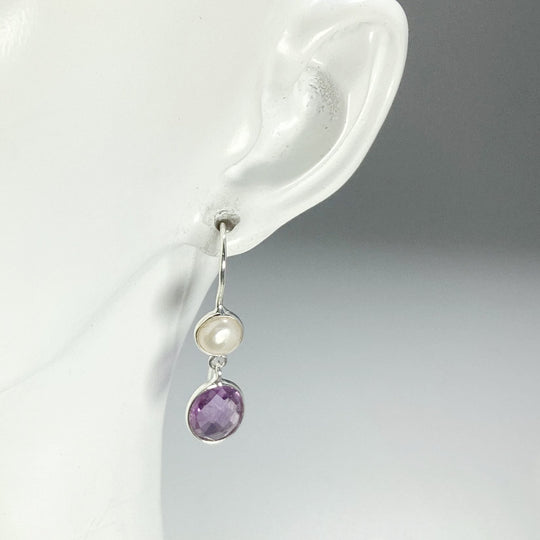 Amethyst and Pearl Dangle Earrings