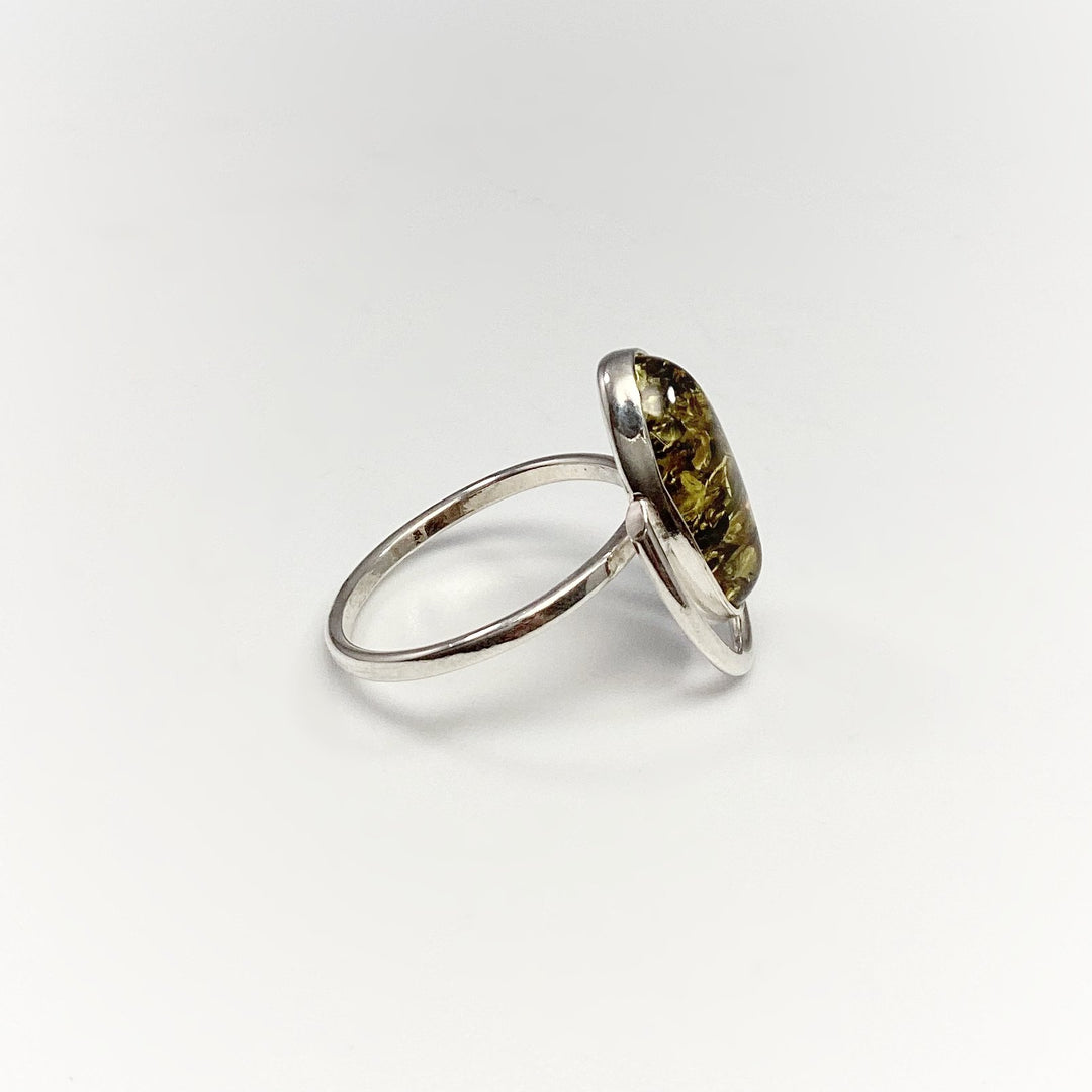 Green Amber Ring