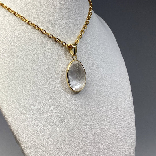 Clear Quartz Gold Finish Pendant