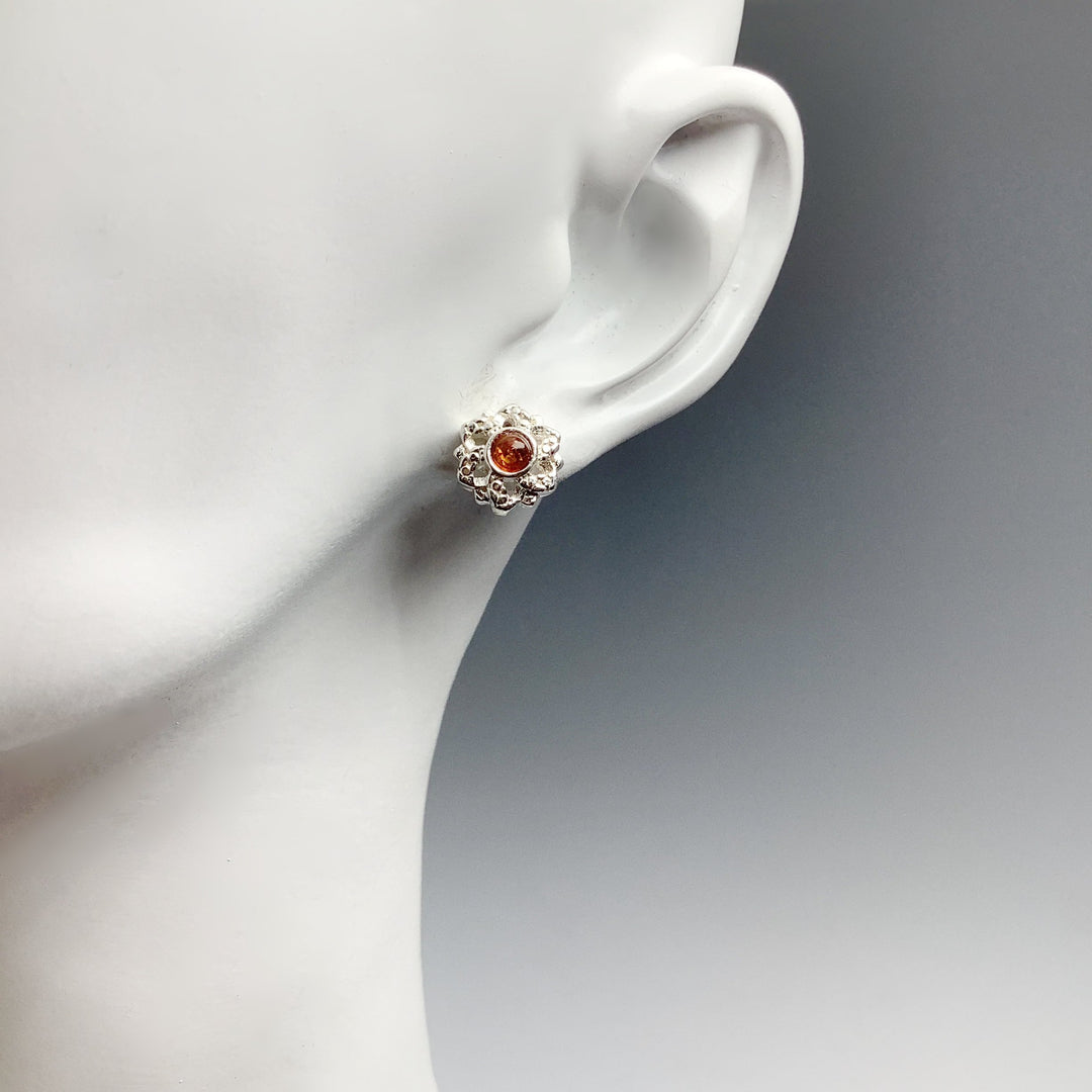 Cognac Amber Stud Earrings