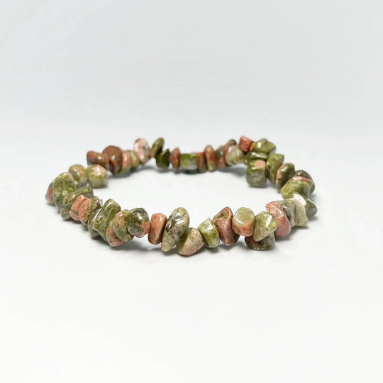 Unakite Chip Beaded Bracelet