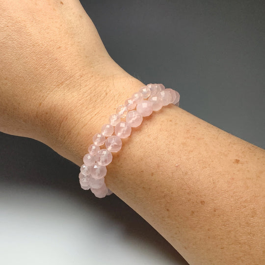 Rose Quartz Faceted Beaded Bracelet