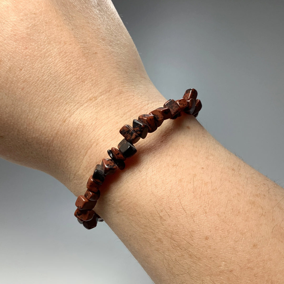 Mahogany Obsidian Chip Beaded Bracelet