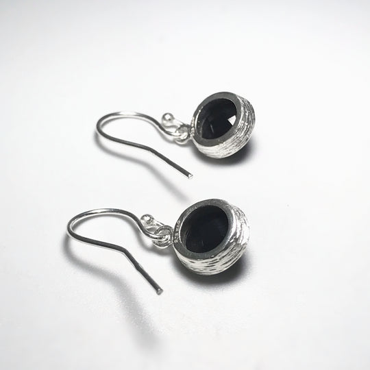 Faceted Black Onyx Dangle Earrings