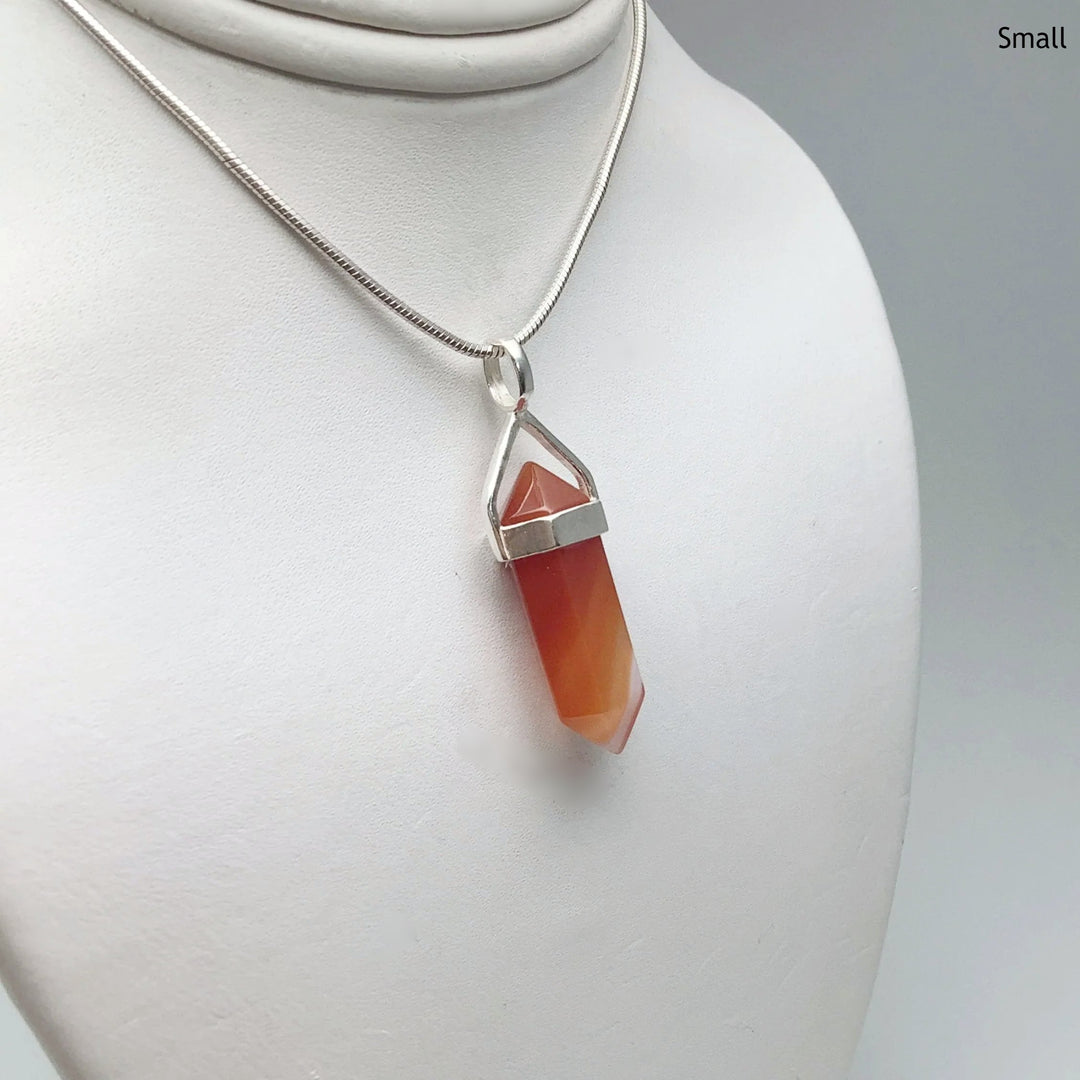 Banded Carnelian Agate Double Terminated Point Pendant