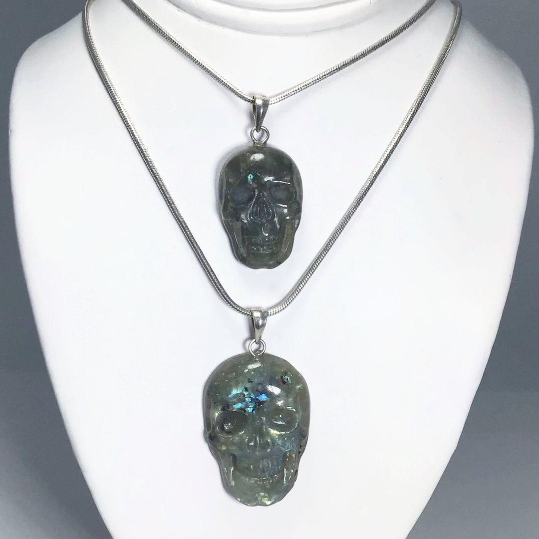 Labradorite Skull Pendant