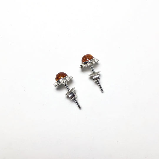 Cognac Amber Stud Earrings