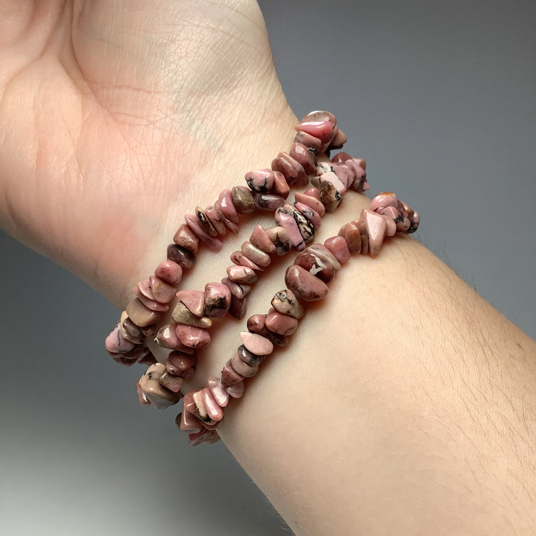 Rhodonite Chip Beaded Bracelet