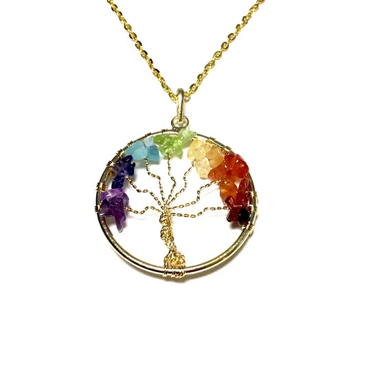 Tree of Life Necklace with Chakra Beads