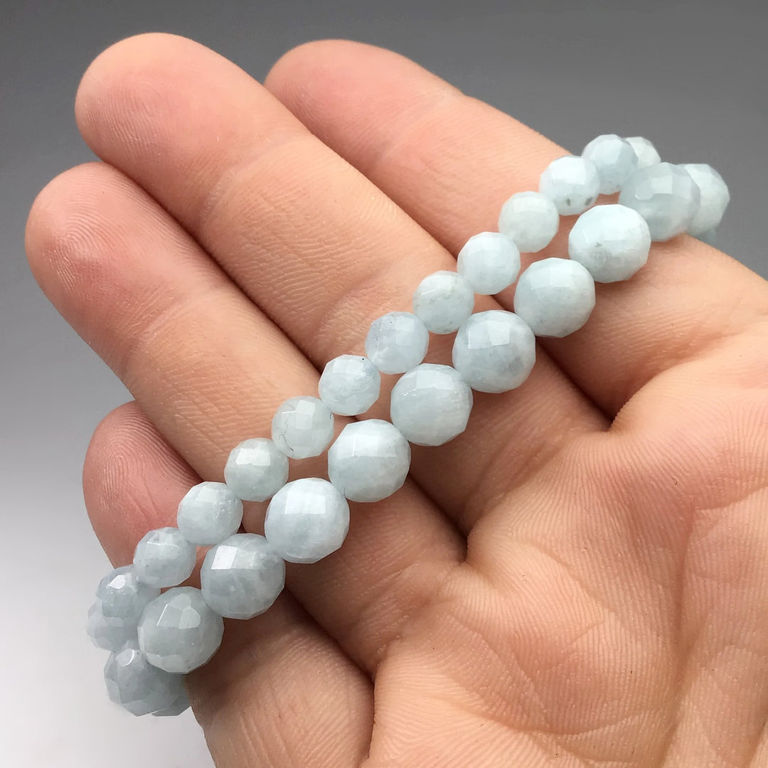 Aquamarine Faceted Beaded Bracelet