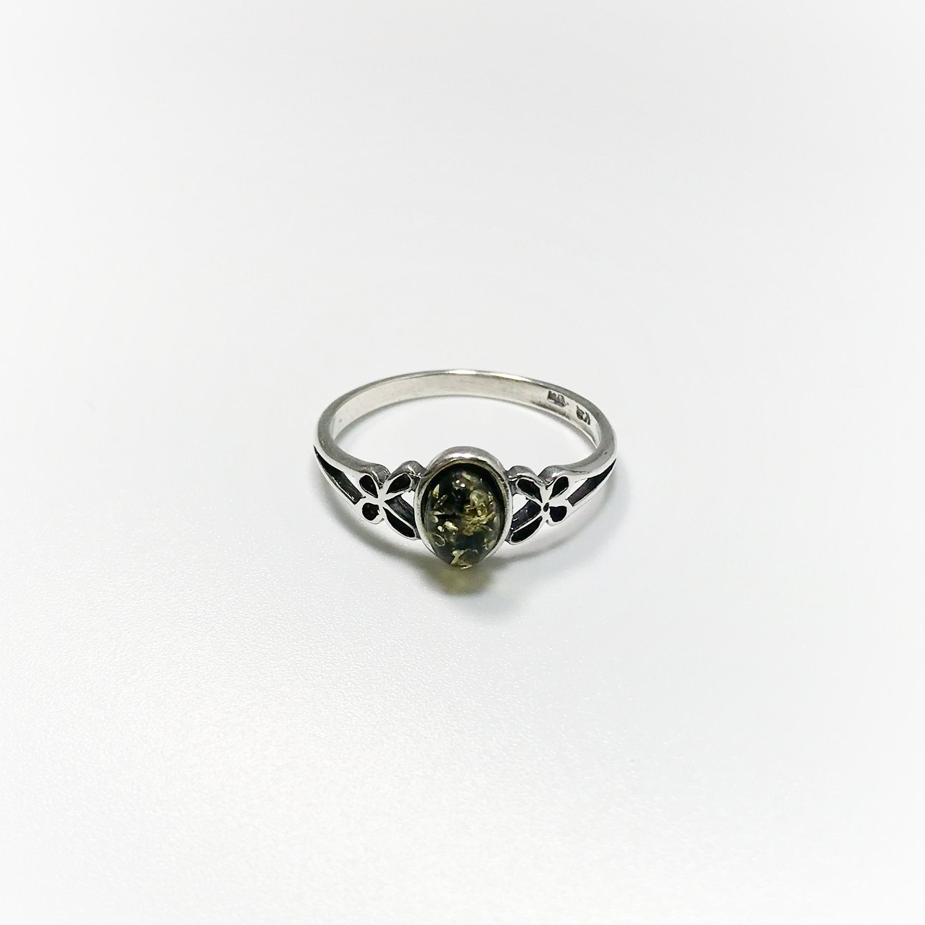 Green Amber Ring