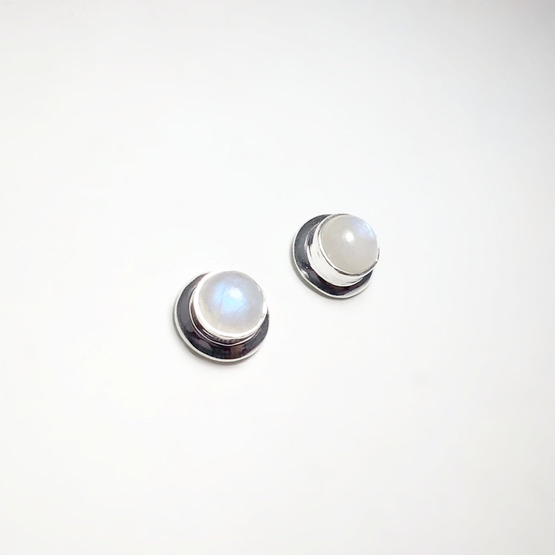 Rainbow Moonstone Stud Earrings