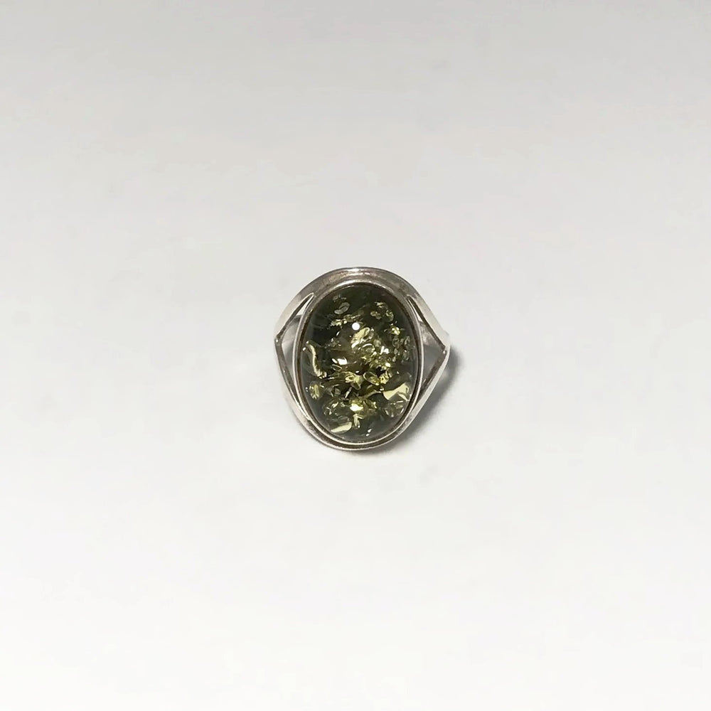 Green Amber Ring