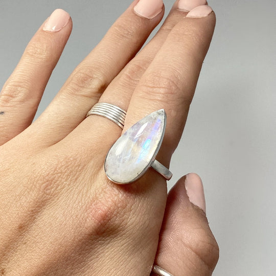 Rainbow Moonstone Ring