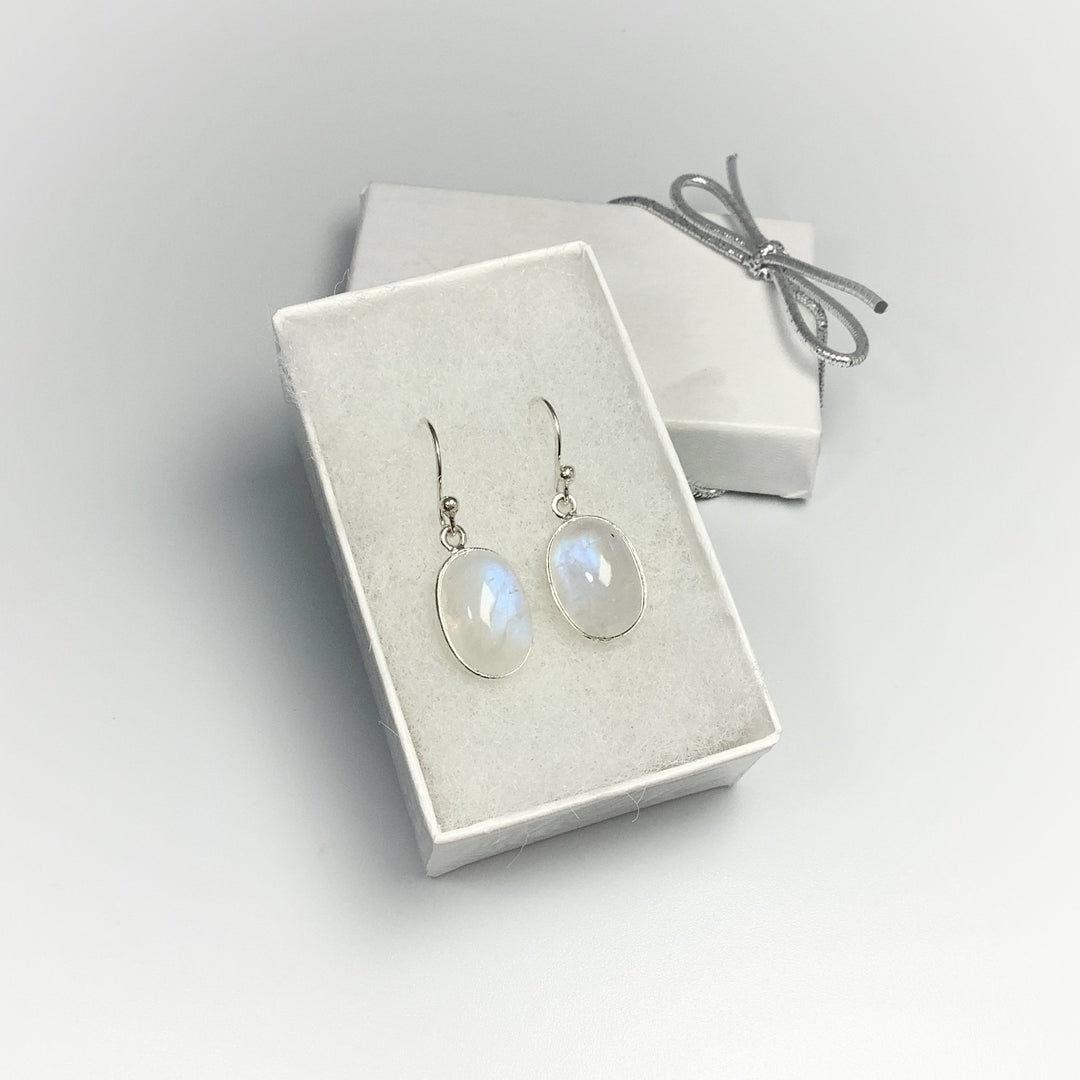 Rainbow Moonstone Dangle Earrings