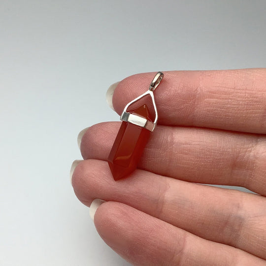 Carnelian Agate Double Terminated Point Pendant