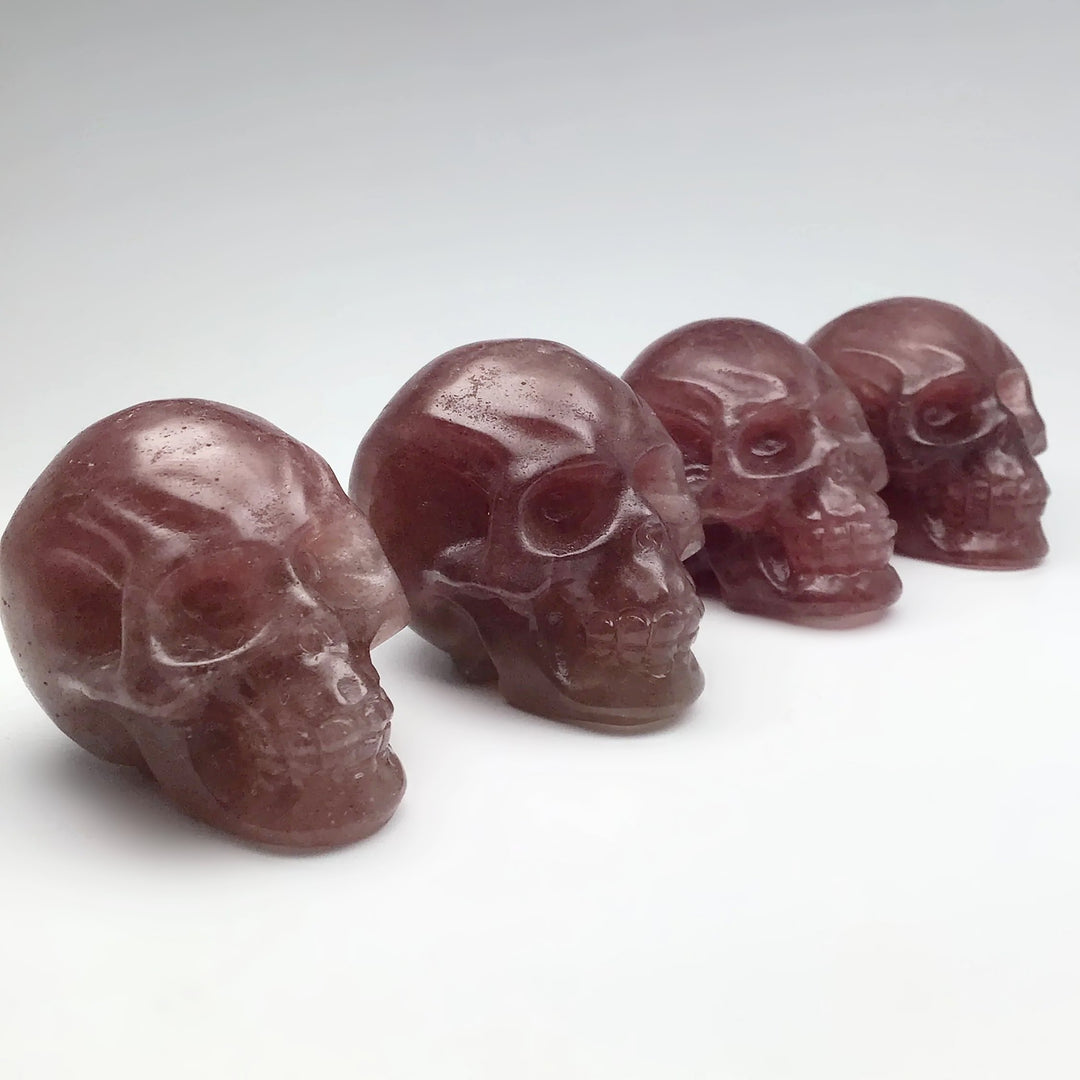 Carved Strawberry Quartz Skull at $69 Each