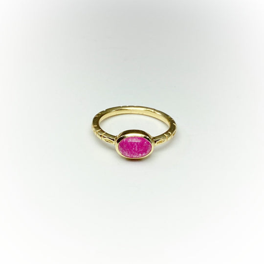 Pink Jade Gold Finish Ring