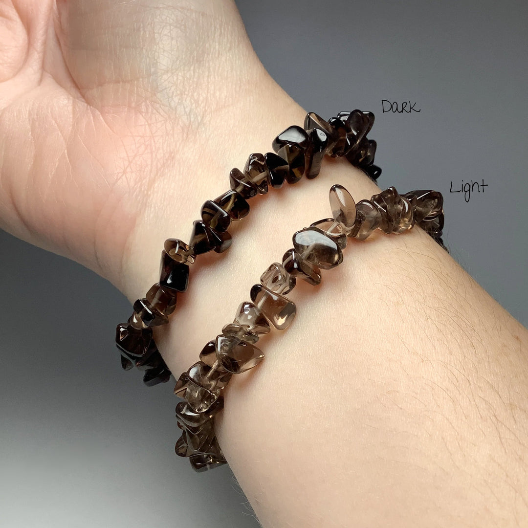 Smoky Quartz Chip Beaded Bracelet