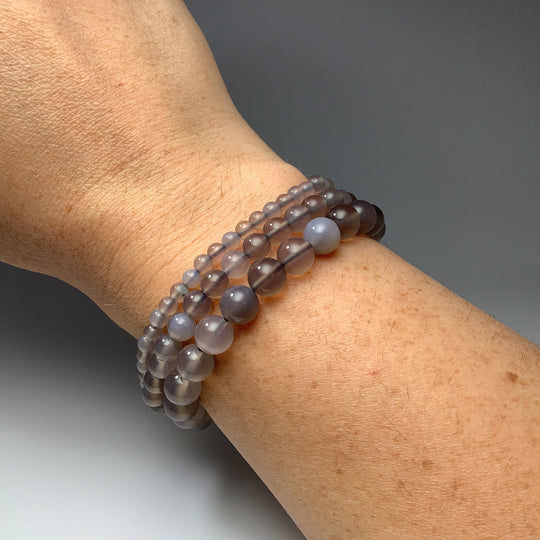 Grey Agate Beaded Bracelet