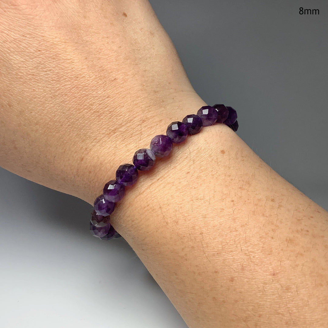 Chevron Amethyst Faceted Beaded Bracelet