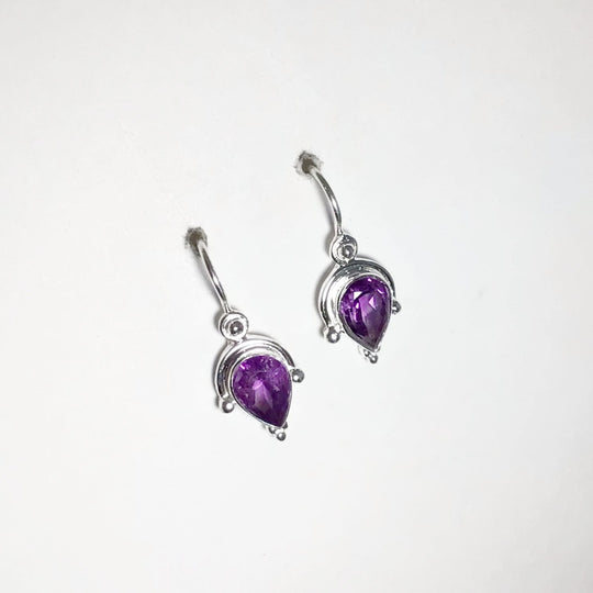 Amethyst Faceted Dangle Earrings