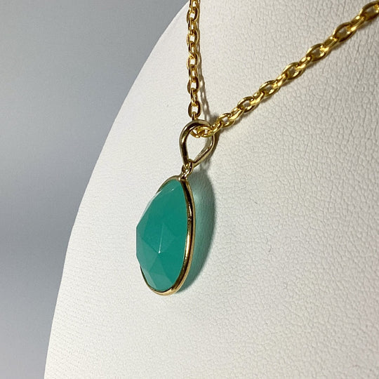 Green Chalcedony Gold Finish Pendant