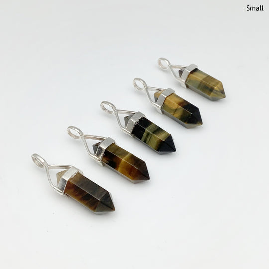 Blue Gold Tiger Eye Double Terminated Point Pendant