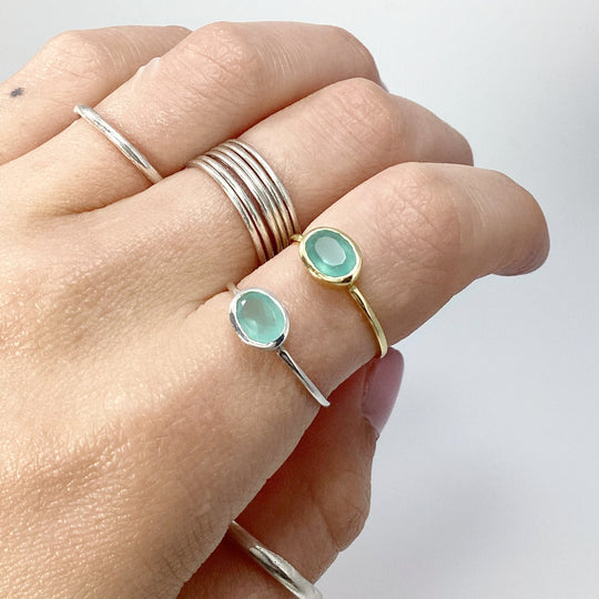 Aqua Chalcedony Ring