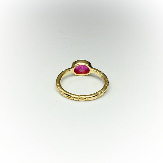 Pink Jade Gold Finish Ring