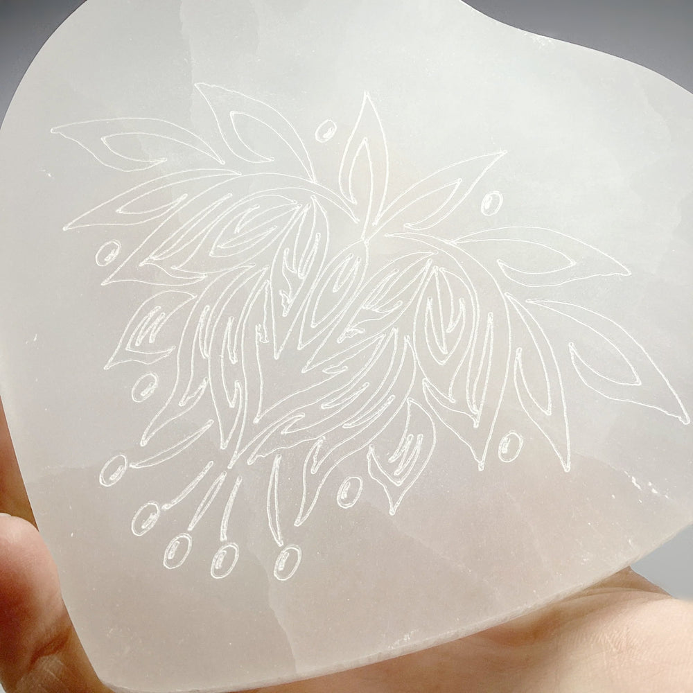 Selenite Lotus Heart Charging Plate