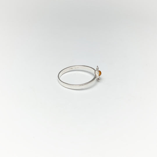 Cognac Amber Flower Ring