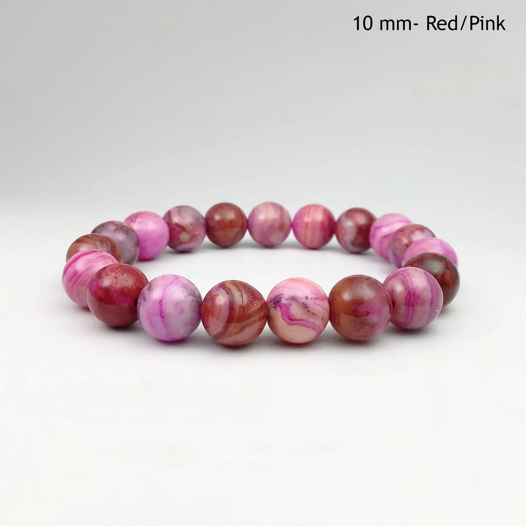 Pink Crazy Lace Agate Beaded Bracelet