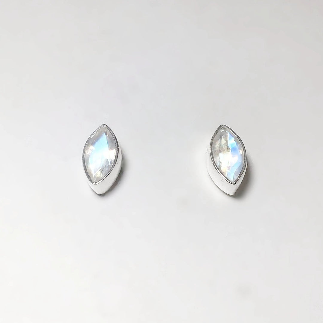 Rainbow Moonstone Stud Earrings