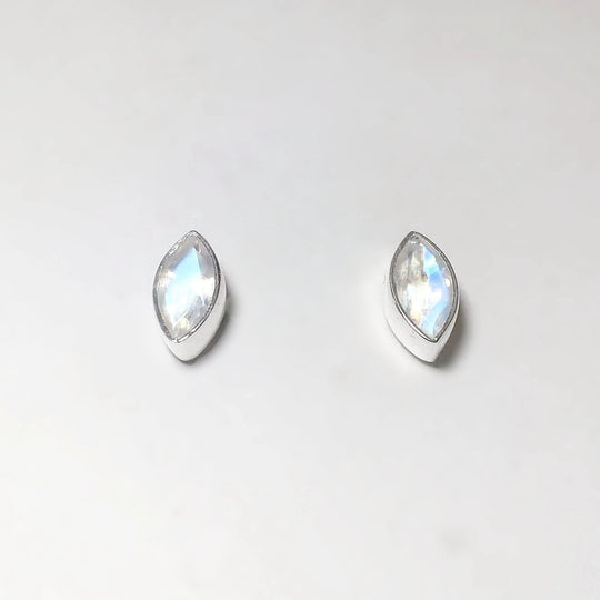 Rainbow Moonstone Stud Earrings